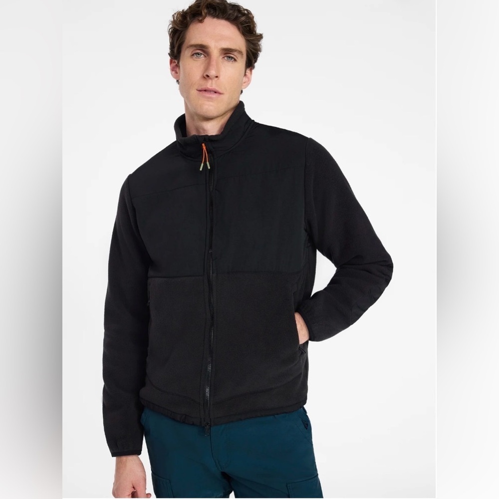 Ozark Trail Men's Mixed Media Fleece Jacket Black Size Large Full Zip NWT New